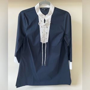 Brooks Brothers Navy Lace Up Tunic